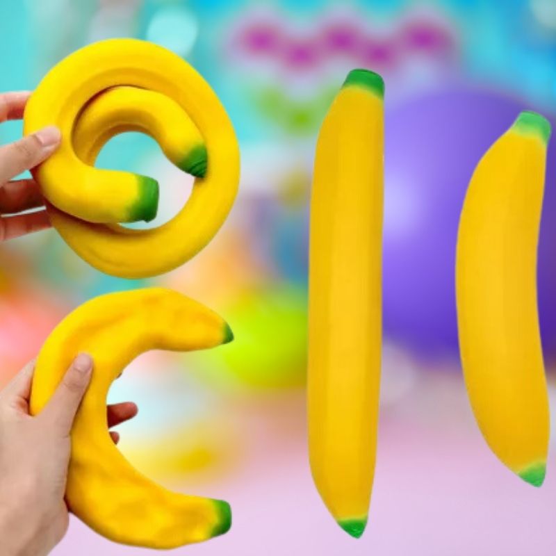 Brinquedo Banana Squeeze Elástico Relaxante Engraçado Mágica e Pegadinhas