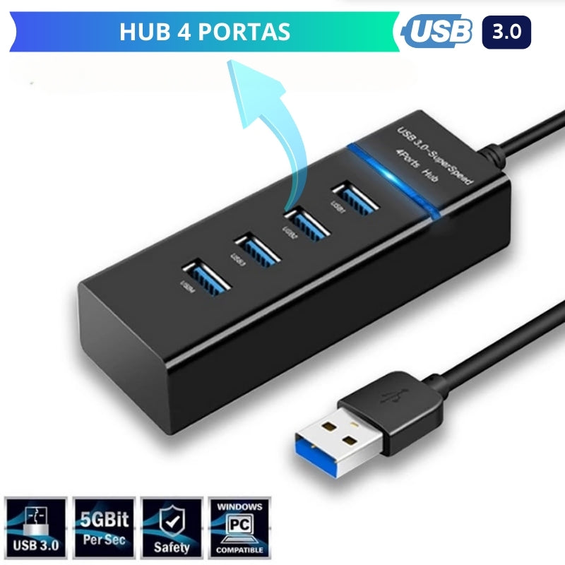 Hub USB 3.0 LED 4 Portas Extensor Ultra Rápido 5.0 Gbps Lonix Shopping